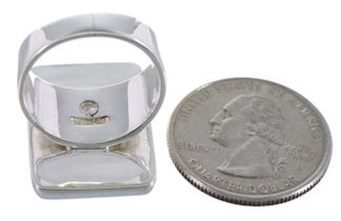 Sturdy Sterling Silver And Multicolor Inlay Ring Size 7-1/2 WX37570